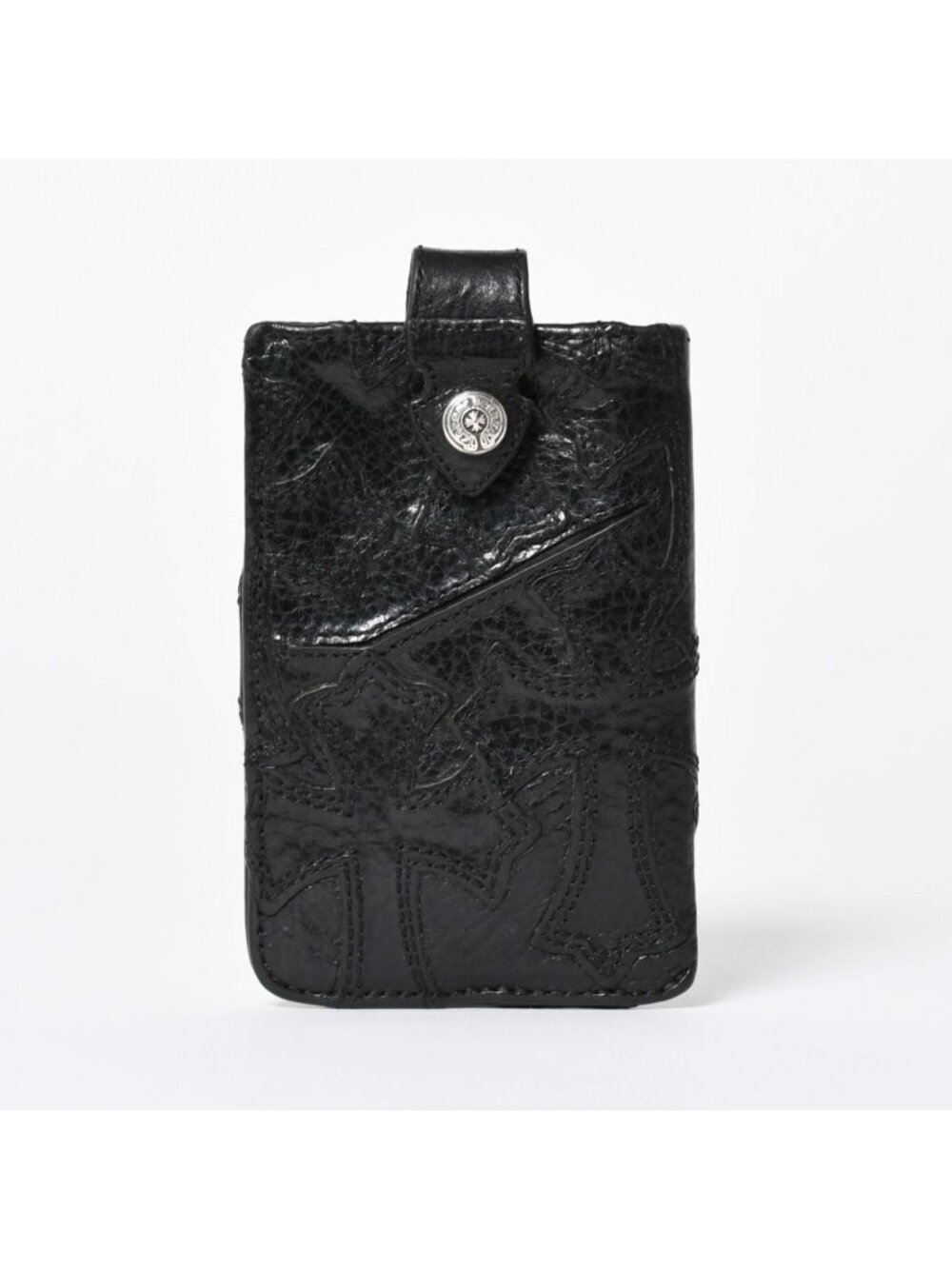 Chrome Hearts Cemetery Cross Patch Card Case Black Silver Scroll Label Logo 925